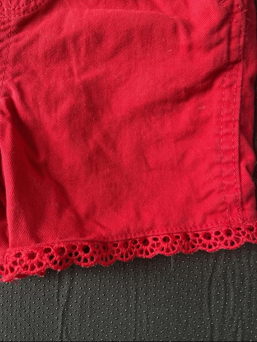 OshKosh B'gosh Red Girls' Shortall Overalls with Lace Trim